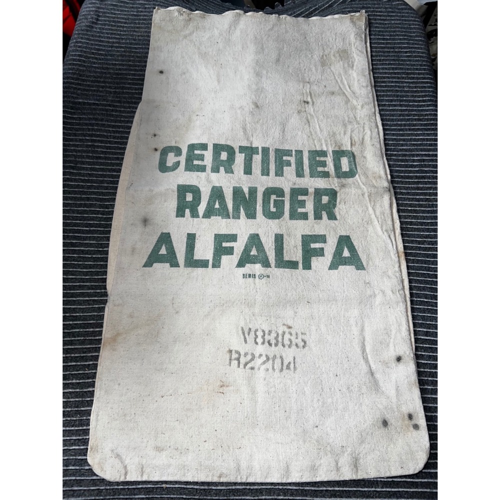 Vintage Bemis Chase Alfalfa Seed Bags Cotton Canvas Farmhouse Decor Lot of 2‎